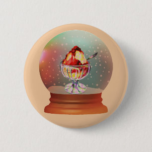 Badge Rond 5 Cm Vintage crème glacée Sundae bouton globe de neige