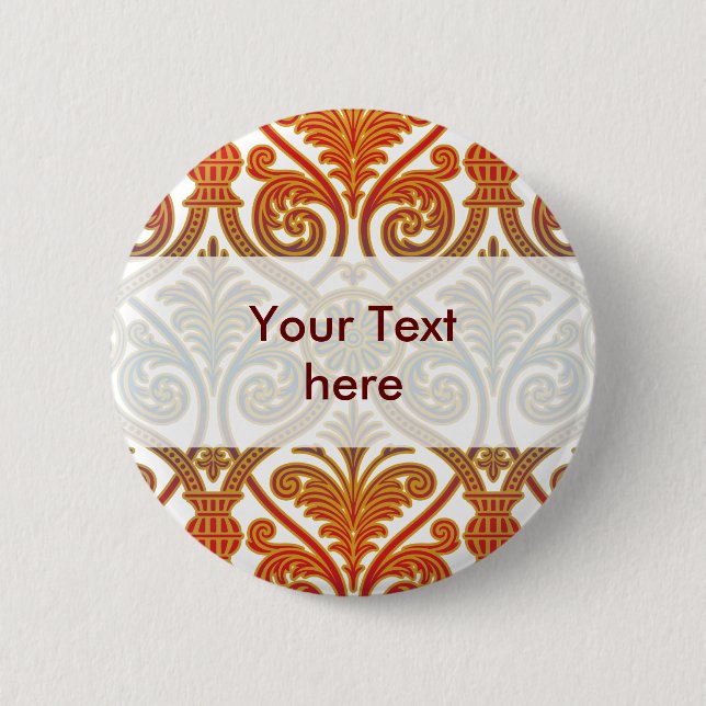 Badge Rond 5 Cm Vintage Damask Contour Wallpaper - bleu violet rou (Devant)