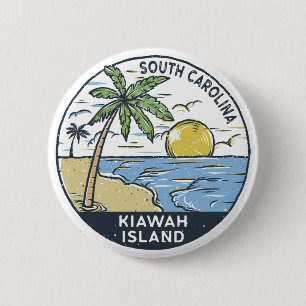 Badge Rond 5 Cm Vintage de l'île de Kiawah en Caroline du Sud