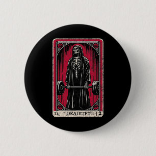 Badge Rond 5 Cm Vintage Deadlift Skeleton Halloween Gym plaisanter