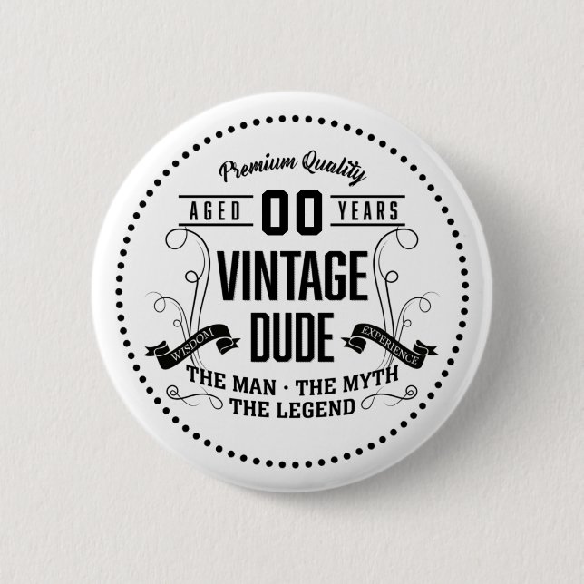 Badge Rond 5 Cm Vintage Dud'âge personnalisé (Devant)