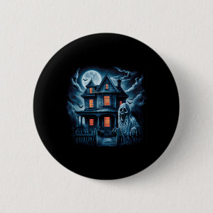 Badge Rond 5 Cm Vintage Éffrayant Fantôme Maison Horreur noire Hal