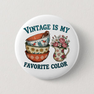 Badge Rond 5 Cm Vintage Est Ma Couleur Préférée Florale Rétro Amou