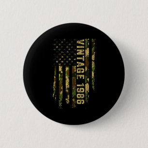 Badge Rond 5 Cm Vintage Fabriqué En 1986 Drapeau Américain 40e Ann