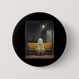 Badge Rond 5 Cm Vintage Fantôme En Attente Assis Sur Hauteur Chais