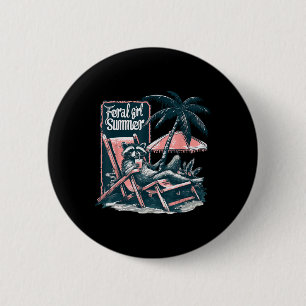 Badge Rond 5 Cm Vintage Feral Girl été Opossum Funny Raccoon Gi