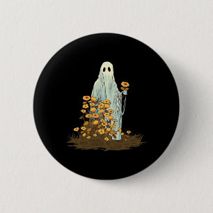 Badge Rond 5 Cm Vintage floral mignon Halloween fantôme Éffrayant