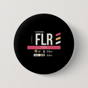 Badge Rond 5 Cm Vintage Florence Italie Code Aéroport Flr Rétro Vo