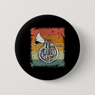 Badge Rond 5 Cm Vintage French Horn Player Musique Horn Cadeau
