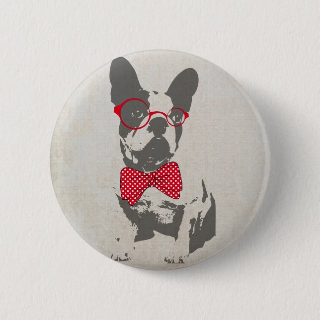 Badge Rond 5 Cm Vintage Funny French Bulldog (Devant)