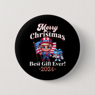 Badge Rond 5 Cm Vintage Funny Trump Joyeux Noël Meilleur cadeau E