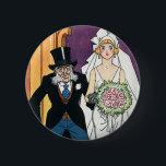 Badge Rond 5 Cm Vintage Funny Wedding, May December Romance<br><div class="desc">Vintage illustration funny humorous wedding image featuring an older gentleman marrying a young woman in this May December romance. A silly love affair! Wedding humor,  LOL!</div>