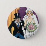 Badge Rond 5 Cm Vintage Funny Wedding, May December Romance<br><div class="desc">Vintage illustration funny humorous wedding image featuring an older gentleman marrying a young woman in this May December romance. A silly love affair! Wedding humor,  LOL!</div>