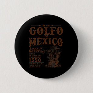 Badge Rond 5 Cm Vintage Golfe Du Mexique Nom Carte Origine Depuis