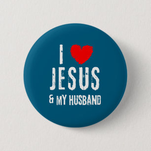 Badge Rond 5 Cm Vintage grunge j'aime jésus et mon mari, christia