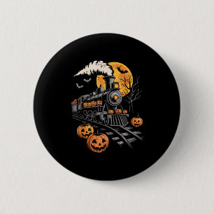 Badge Rond 5 Cm Vintage Halloween Train Jack-o'-lantern Citrouille