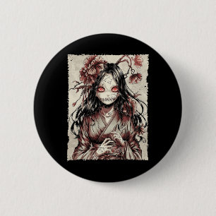 Badge Rond 5 Cm Vintage Horreur Anime Girl Manga Japonais Déplaisa