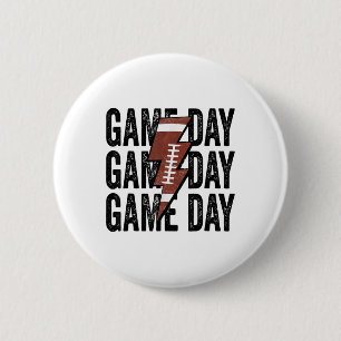Badge Rond 5 Cm Vintage Jour de match Footll Éclair Drôle Équipe