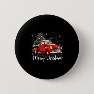 Badge Rond 5 Cm Vintage Joyeux Noël Camion Rouge Arbre de Noël Fam