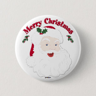 Badge Rond 5 Cm Vintage Joyeux Noël Père Noël