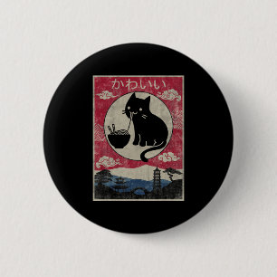 Badge Rond 5 Cm Vintage Kawaii Chat Ramen Anime Japonais Enfants F