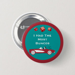 Badge Rond 5 Cm Vintage La plupart des Buncos Red Convertible Dice