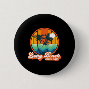 Badge Rond 5 Cm Vintage Long Beach Mississippi Été 90s Plage So