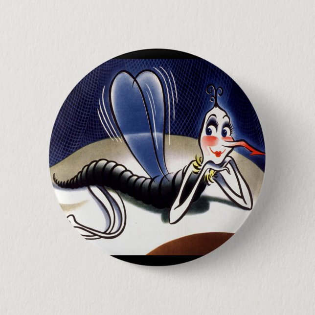 Badge Rond 5 Cm Vintage Madame Malaria Mosquito (Devant)