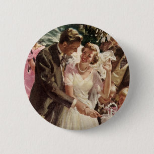 Badge Rond 5 Cm Vintage Mariage Mariée Groom Les jeunes mariés cou
