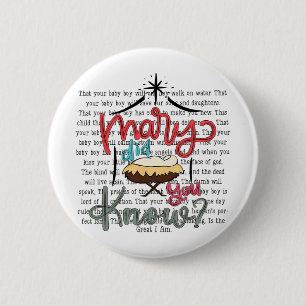 Badge Rond 5 Cm Vintage Marie, saviez-vous Noël chrétien Bibl