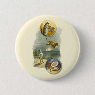 Badge Rond 5 Cm Vintage Mère Goose Nursery Rhyme Hey Diddle