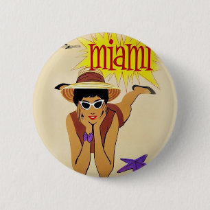 Badge Rond 5 Cm Vintage Miami Beach