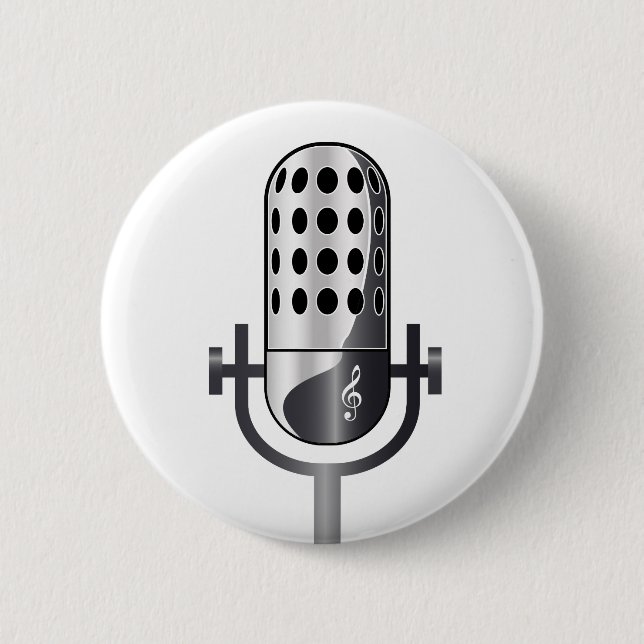 Badge Rond 5 Cm Vintage microphone (Devant)