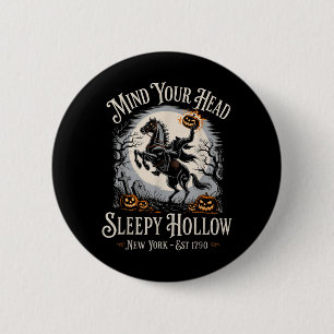 Badge Rond 5 Cm Vintage Mind Head Sleepy Hollow Cavalier sans tête