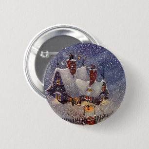 Badge Rond 5 Cm Vintage Noël, Atelier du Père Noël Pôle Nord