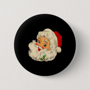 Badge Rond 5 Cm Vintage Noël Père Noël Visage Amusant Vieux mode