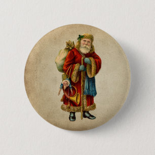 Badge Rond 5 Cm Vintage Noël Vieux Monde Père Noël