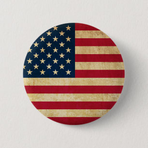 Badge Rond 5 Cm Vintage Patriotic American Flag