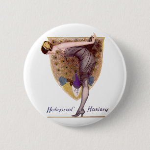 Badge Rond 5 Cm Vintage Peacock Femme Flapper Plutôt
