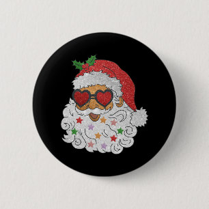 Badge Rond 5 Cm Vintage Père Noël Sungles Noël Famille Pajam