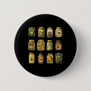 Badge Rond 5 Cm Vintage Pickle Jar Halloween Canned Pickle Éffraya