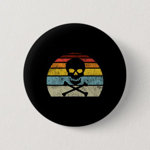Badge Rond 5 Cm Vintage Pirate Crossbones Drapeau Style rétro H