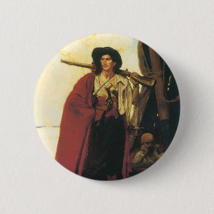 Badge Rond 5 Cm Vintage Pirates Le boucanier était un homme pittor