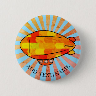 Badge Rond 5 Cm Vintage Print Blimon Ballon Sunny Sky