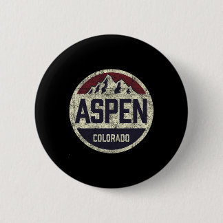 Badge Rond 5 Cm Vintage Rétro Aspen Colorado Montagne Cercle Skiin