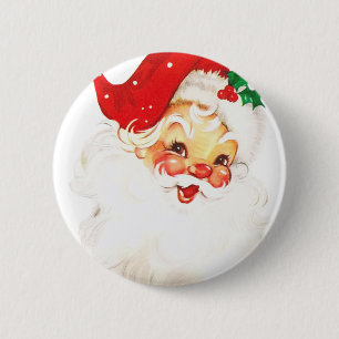 Badge Rond 5 Cm Vintage Retro Jolly Vieux Noël du Père Noël