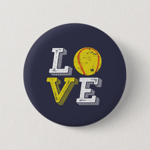 Badge Rond 5 Cm Vintage Retro Love Softball Sports Équipe et entra
