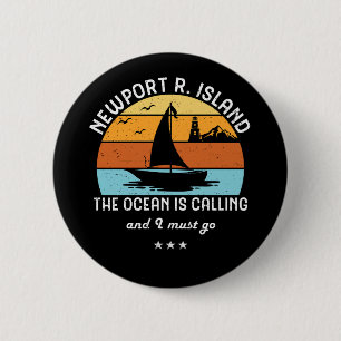 Badge Rond 5 Cm Vintage Retro Newport Rhode Island