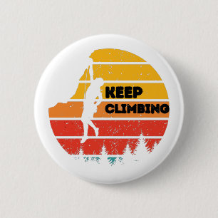 Badge Rond 5 Cm Vintage Rock Escalade Retro Climber Silhouette