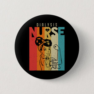 Badge Rond 5 Cm Vintage Rosie L'infirmière dialyse Riveter